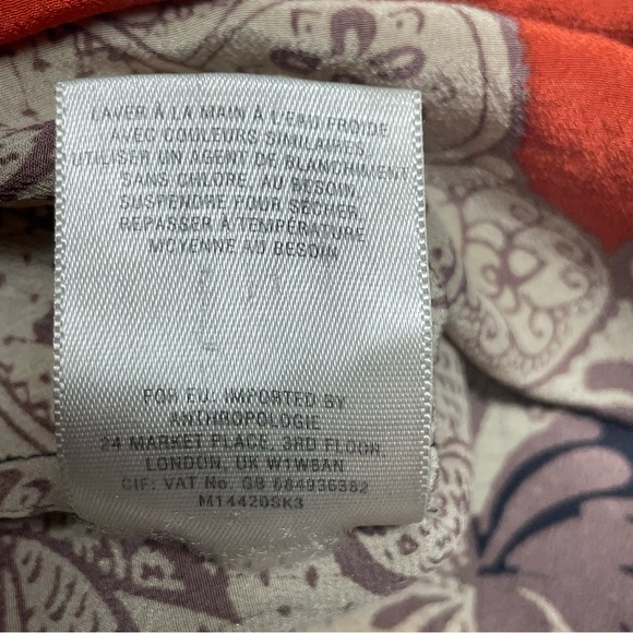 Anthropologie Meadow Rue 100% Silk Boho Blouse Size Small - Picture 12 of 12